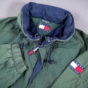 Vintage Tommy Hilfiger Men's Lightweight Nautical Jacket L Fleece Lined Hooded